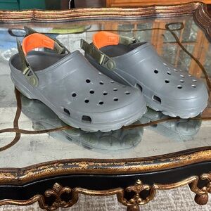 CROCS Gray and Orange Loafers